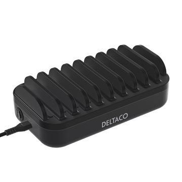 Deltaco Estación de carga de 10 puertos - 7x USB-A & 3x USB-C - 120W - Negro