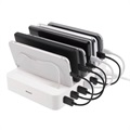 Fast Charging 8-Port USB Desktop Charger with LED Monitor - White