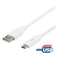 Deltaco Cable USB 2.0 a USB-C - 1m/3A - Blanco