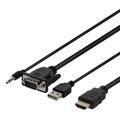 Deltaco Cable Adaptador VGA a HDMI con Audio - 1m - Negro