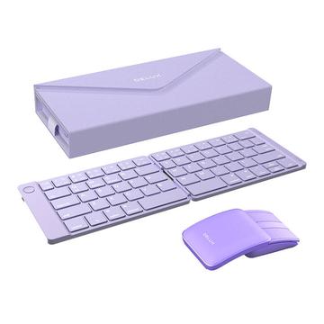 Juego de teclado inalámbrico plegable KF10 y ratón MF10PRO de Delux - Morado
