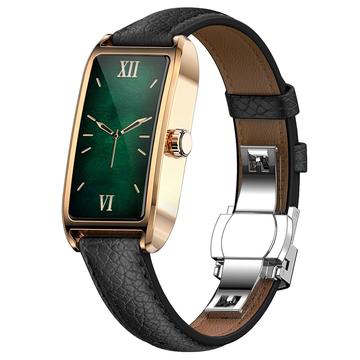 Dora T Reloj inteligente elegante para mujer con idioma danés - Negro / Oro rosa