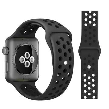 Correa Deportiva de Silicona de Doble Color para Apple Watch Series 9/8/SE (2022)/7/SE/6/5/4/3/2/1 - Negro