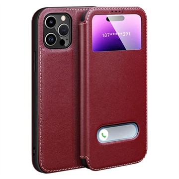 Funda de piel iPhone 16 Pro Max Dual View Flip - Rojo