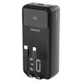 Dudao K15MAX 30000mAh Banco de energía - 22.5W PD & QC Carga rápida, Cables USB-C y Lightning integrados - Negro