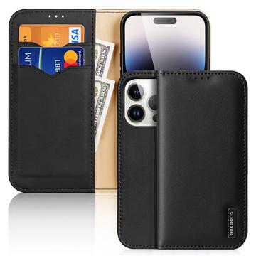 Funda de Cuero Dux Ducis Hivo para iPhone 15 Pro - Estilo Cartera - Negro