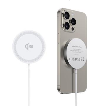 Cargador inalámbrico rápido Duzzona W18 Qi2 de 15W para iPhone 12/13/14/15/16 - blanco