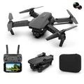 E88 Plegable Drone Fotos Aéreas HD Quadrocopter Altitud Hold RC Avión con 4K cámaras duales - Negro