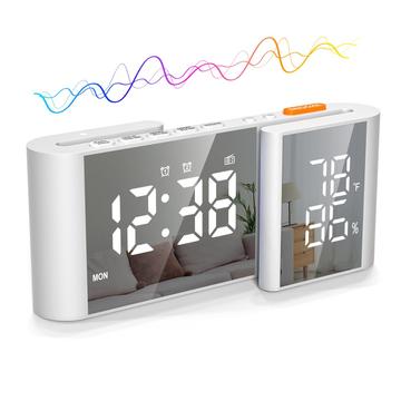 EN8837-A Radio Despertador con Doble Pantalla LED y Temperatura y Humedad - Blanco