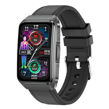 ET650 Reloj Inteligente con Temperatura Corporal, Monitor de Salud y Llamadas Bluetooth - Correa de Cuero y Silicona