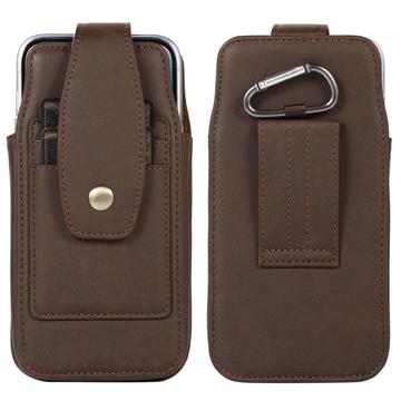 Elegante funda universal con clip para cinturón de 6.7" - ranuras para tarjetas, mosquetón - Café