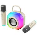 Altavoz de karaoke Bluetooth Erazer K20 con 2 micrófonos - Beige