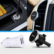 Kit esencial para el coche: cargador USB doble y soporte magnético para el teléfono