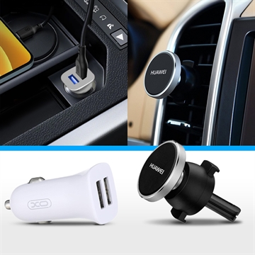 Kit esencial para el coche: cargador USB doble y soporte magnético para el teléfono