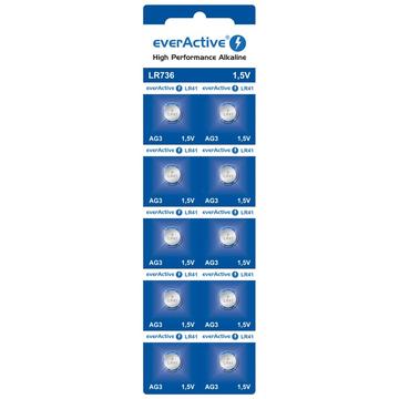 Pilas alcalinas de botón EverActive AG3 LR736/LR41 - 10 uds.