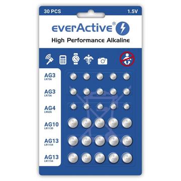 Juego de pilas alcalinas de botón EverActive - 30 uds.