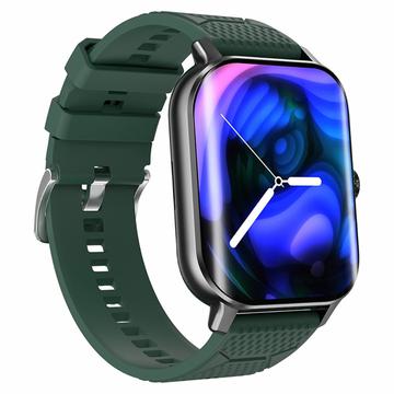 F12 Reloj inteligente con pantalla curva de 2,02 pulgadas y codificador Pulsera inteligente con llamadas Bluetooth y monitorización de la salud - Negro / Verde