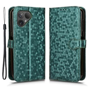 Fairphone 5 Funda con cartera y correa - Patrón hexagonal - Verde