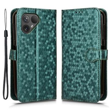 Fairphone 5 Funda con cartera y correa - Patrón hexagonal - Verde