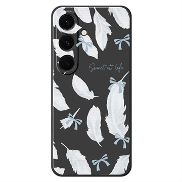 Funda TPU Samsung Galaxy S25 FE con estampado de plumas - Negro