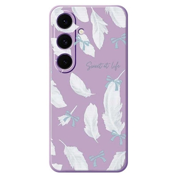 Funda TPU Samsung Galaxy S25 FE con estampado de plumas - Violeta