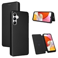 Funda con Tapa para Samsung Galaxy A14/A14 5G - Fibra de Carbon - Negro