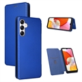Funda con Tapa para Samsung Galaxy A14/A14 5G - Fibra de Carbon - Azul