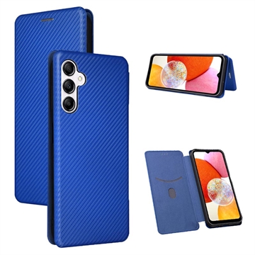 Funda con Tapa para Samsung Galaxy A14/A14 5G - Fibra de Carbon - Azul