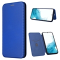 Funda con Tapa para Samsung Galaxy A34 5G - Fibra de Carbon - Azul