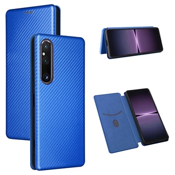 Funda con Tapa para Sony Xperia 1 V - Fibra de Carbon