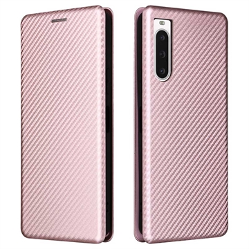 Funda con Tapa para Sony Xperia 10 V - Fibra de Carbon