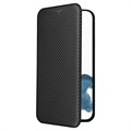 Funda con Tapa para iPhone 14 Pro - Fibra de Carbon - Negro