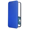 Funda con Tapa para iPhone 14 Pro - Fibra de Carbon - Azul