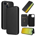 Funda con Tapa para iPhone 15 Plus - Fibra de Carbon - Negro