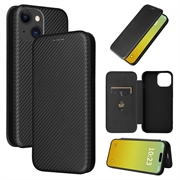 Funda con Tapa para iPhone 15 Plus - Fibra de Carbon