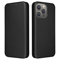 Funda con Tapa para iPhone 15 Pro Max - Fibra de Carbon - Negro