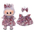 Vestido de Fiesta Floral y Diadema con Lazo para Labubu Mini Figura 17cm - Rosa