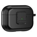 Apple AirPods Pro 2 carga magnética auricular TPU caso hebilla auricular cubierta con mosquetón - Negro