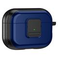 Apple AirPods Pro 2 carga magnética auricular TPU caso hebilla auricular cubierta con mosquetón - Negro / Azul