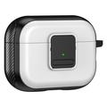 Apple AirPods Pro 2 carga magnética auricular TPU caso hebilla auricular cubierta con mosquetón - Negro / Blanco