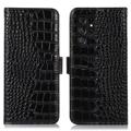 Funda Crocodile con RFID para Samsung Galaxy S23 Ultra 5G - Estilo Cartera - Negro