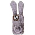Carcasa Orejas de Conejo de Invierno Peludas para iPhone 14 - Marrón