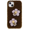Funda de TPU Serie Fluffy Flower para iPhone 14 - Marrón
