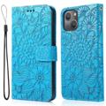 Funda Flowers para iPhone 14 - Estilo Cartera - Azul