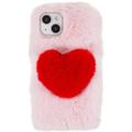 Funda de TPU Plush Heart para iPhone 14 - Rosa