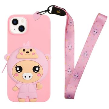 Funda de TPU con Bolsillo con Cremallera Cartoon Design para iPhone 14 Plus