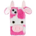 Funda Híbrida Fluffy Plush para iPhone 14 Plus - Vaca Rosa