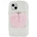 Funda de TPU Plush Heart para iPhone 14 Plus - Blanco