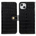 Funda de Cuero para iPhone 14 Plus - Estilo Cartera - Crocodile