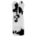 Carcasa Orejas de Conejo de Invierno Peludas para iPhone 14 Plus - Negro / Blanco